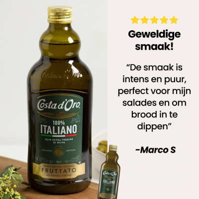 Koudgeperste 100% Italiaanse Extra Vierge Olijfolie 250ml Ideaal voor gezond koken